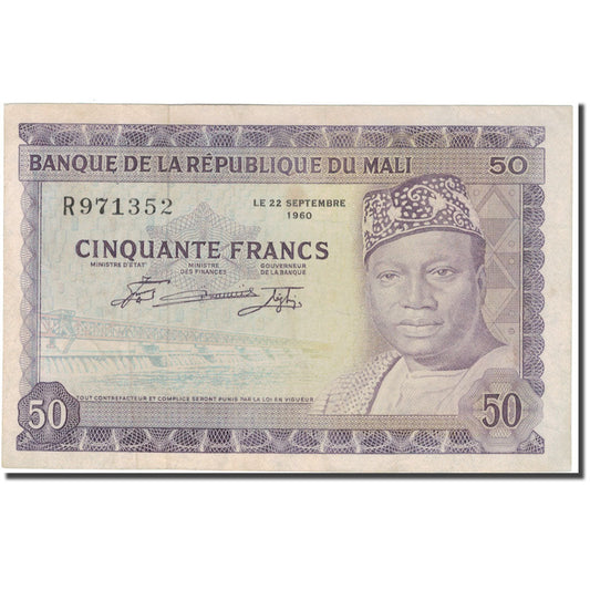 Billet de banque, 

Mali, 

50 francs