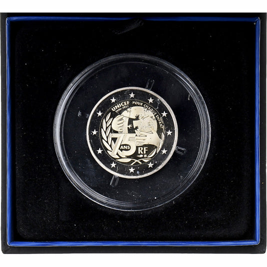 France, 
  
  2 euros, 
  
  75 ans UNICEF