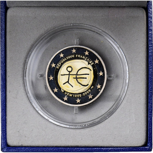 France, 

2 euros, 

10 ans de l'UEM