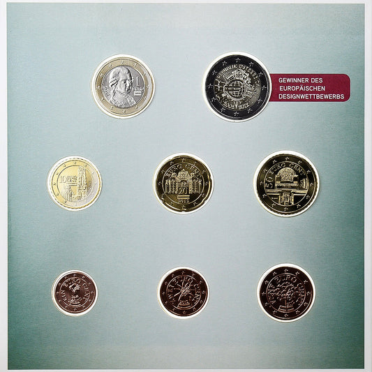 Autriche, 
  
  Ensemble 1 ct. - 2 euros, 
  
  BU